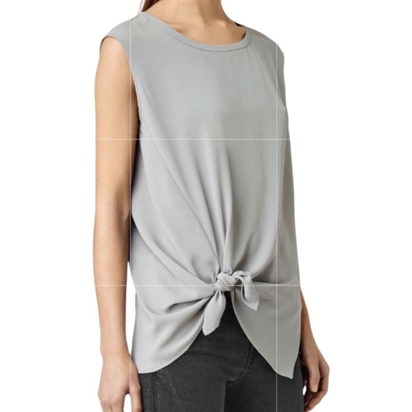 All Saints Heny Top Gray Left Knot Detail Size 2 - Picture 16 of 16